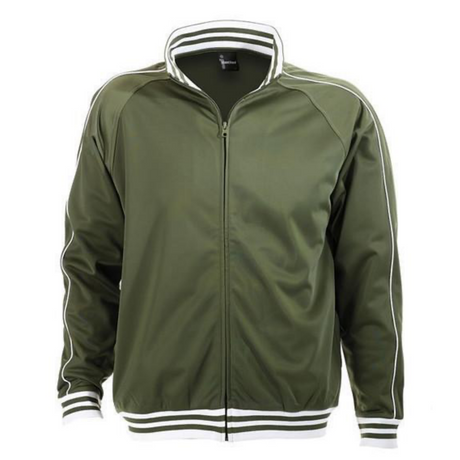Identitee Mens Varsity Track Suit Top Jacket Jumper Long Sleeve Sunset Urban Casual - Army Green