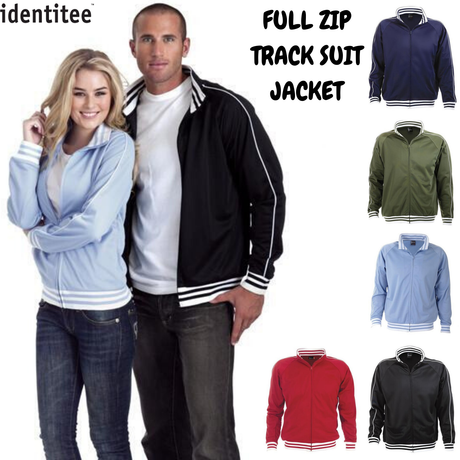 Identitee Mens Varsity Track Suit Top Jacket Jumper Long Sleeve Sunset Urban Casual - Black