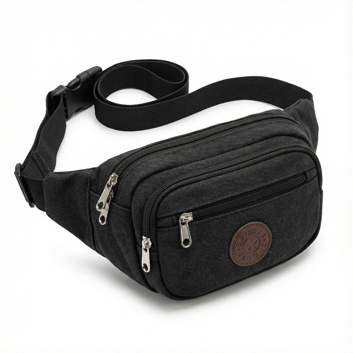 CANVAS BUM BAG Wallet Waist Pouch Travel Pocket Belt Security Storage in Black