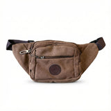 CANVAS BUM BAG Wallet Waist Pouch Travel Pocket Belt Security Storage in Brown 