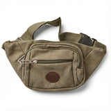 CANVAS BUM BAG Wallet Waist Pouch Travel Pocket Belt Security Storage in Khaki