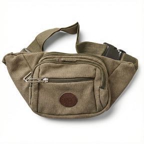 CANVAS BUM BAG Wallet Waist Pouch Travel Pocket Belt Security Storage in Khaki
