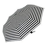 Brellerz Wind Resistant 8 Rib Basic Folding Compact Umbrella in Black/White Stripe