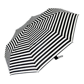 Brellerz Basic Compact 8 Rib Black/White Stripe Umbrella - Folding & Wind Resistant