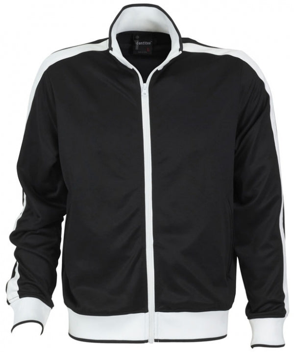 Identitee Mens Varsity Track Jacket Warm Winter Tracksuit Top Zip - Black/White - L