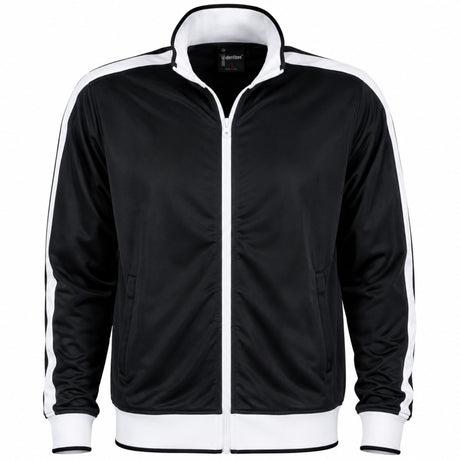 Identitee Mens Varsity Tracksuit Top Jacket - Black/White (Long Sleeve Warm Winter Jumper)