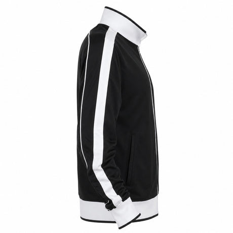 Identitee Mens Varsity Tracksuit Top Jacket - Black/White (Long Sleeve Warm Winter Jumper)