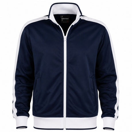 Identitee Mens Varsity Tracksuit Top Jacket - Navy/White (Long Sleeve Warm Winter Jumper)