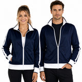 Identitee Mens Varsity Tracksuit Top Jacket - Navy/White (Long Sleeve Warm Winter Jumper)