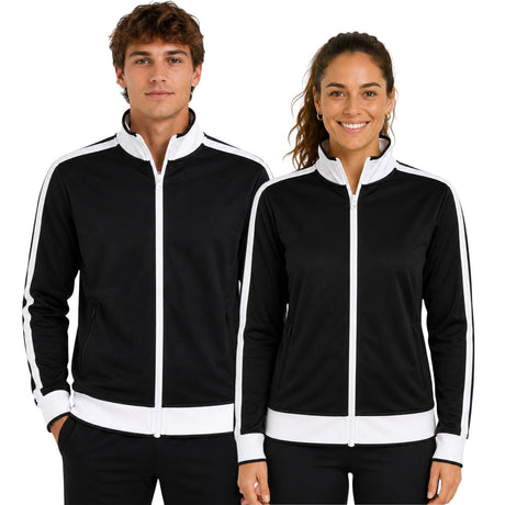 Identitee Varsity Full Zip Track Top Jacket - Black/White (Warm Winter Tracksuit Jumper)