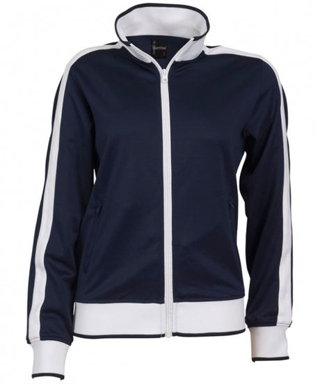 Identitee Ladies Track Top Jacket Tracksuit Warm Winter Full Zip Varsity Jumper - Black/White