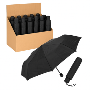 12x 25cm BRELLERZ Umbrellas (Bulk Pack) - Windproof 8 Rib with Safety Close Feature - For Travel & Rain