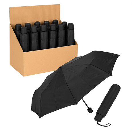 12x 25cm BRELLERZ Umbrellas (Bulk) - Windproof 8 Rib with Safety Close Feature - For Travel & Rain
