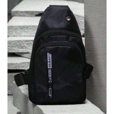 Mens Crossbody Casual Sling Chest Bag - Black