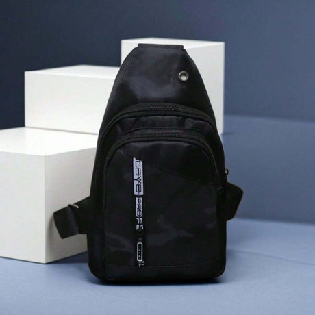 Mens Crossbody Casual Sling Chest Bag - Black