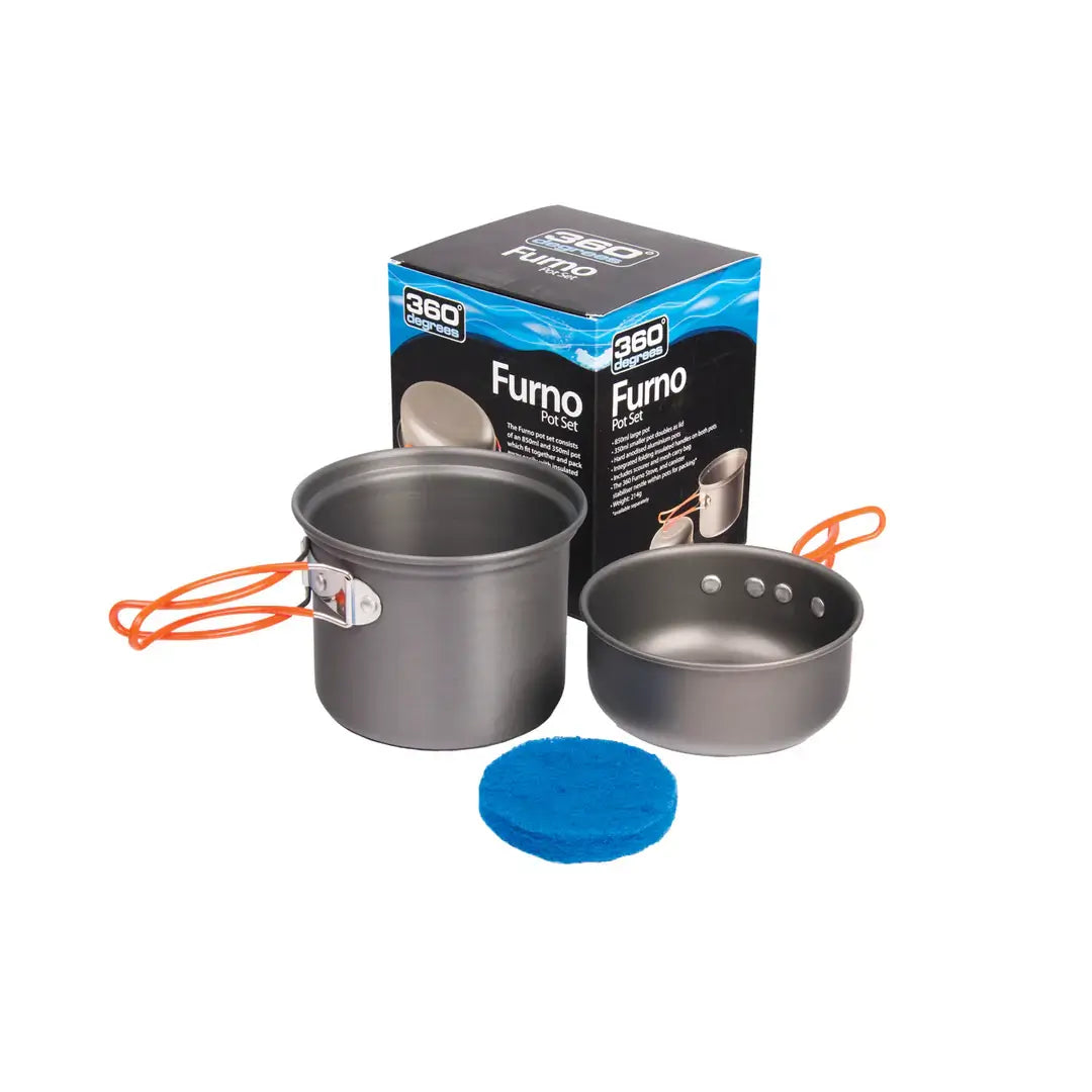 360 Degrees Furno Camping Pot Set - 2 Pots w/ Folding Handles