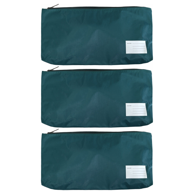 3x Large Capacity School Pen and Pencil Case - Bottle Green (Bulk Pack)