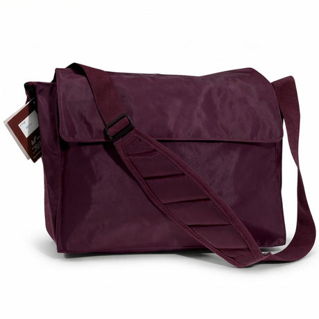 3x Leuts Tote Library Shoulder Bag Pack - Maroon Red (Nylon Waterproof School Books Messenger Bag)