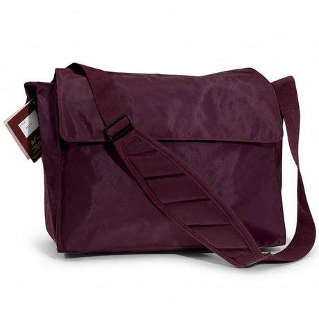 Leuts Tote Library Shoulder Bag - Maroon Red (Nylon Waterproof School Books Messenger Bag)
