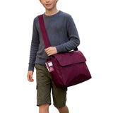 Leuts Tote Library Shoulder Bag - Maroon Red (Nylon Waterproof School Books Messenger Bag)