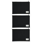 3x Leuts Twin Zip Jumbo Pencil Case - Black (School/Office/Storage Pouch) (Bulk Pack)