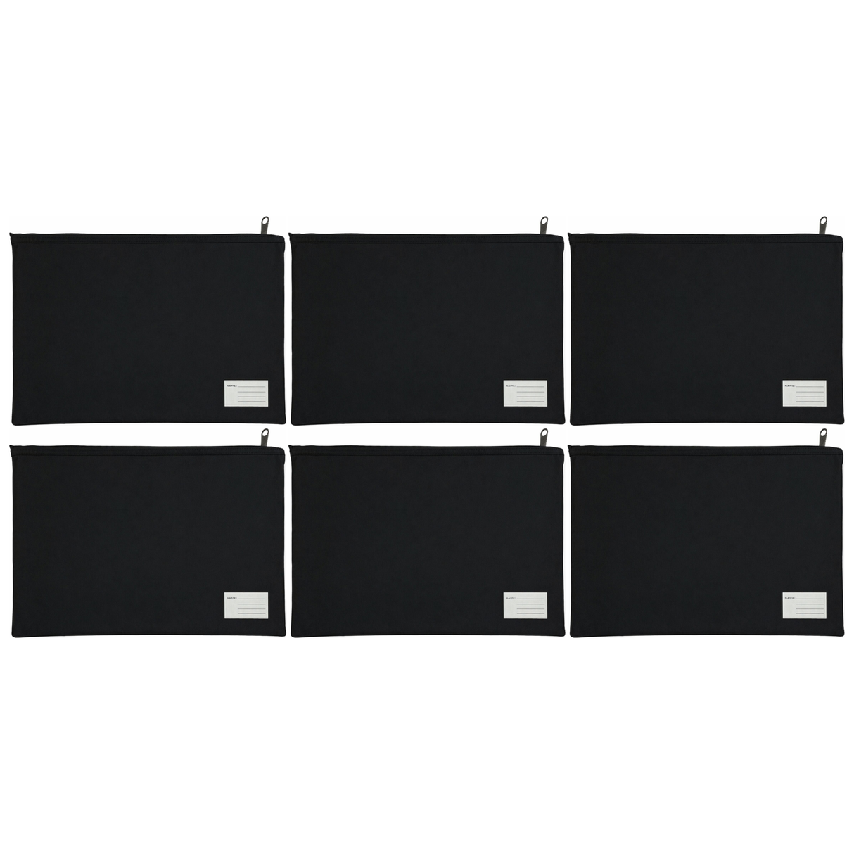 6x Leuts Twin Zip Jumbo Pencil Case - Black (School/Office/Storage Pouch) (Bulk Pack)