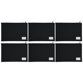 6x Leuts Twin Zip Jumbo Pencil Case - Black (School/Office/Storage Pouch) (Bulk Pack)