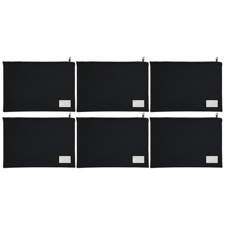 6x Leuts Twin Zip Jumbo Pencil Case - Black (School/Office/Storage Pouch) (Bulk Pack)
