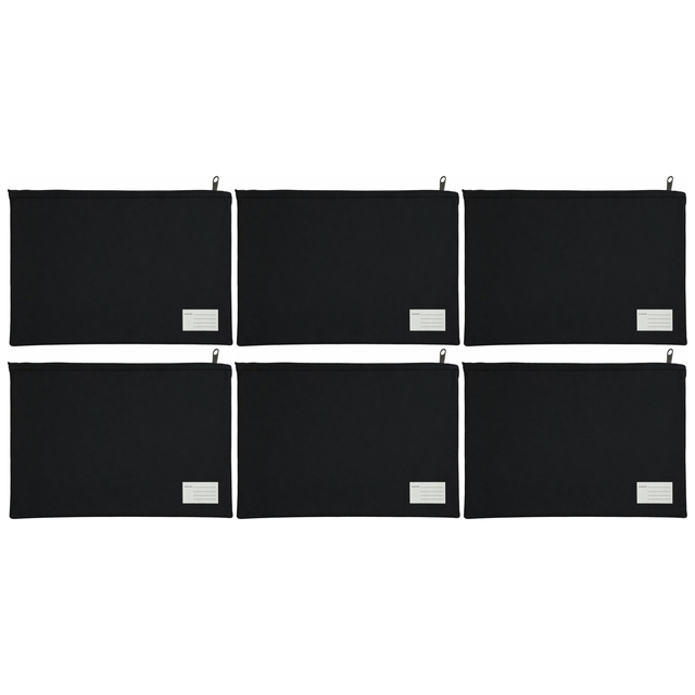 6x Leuts Twin Zip Jumbo Pencil Case - Black (School/Office/Storage Pouch) (Bulk Pack)