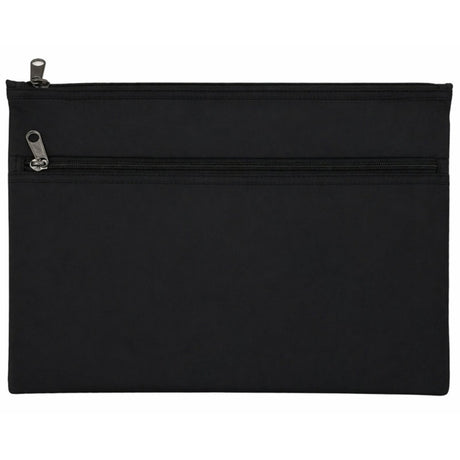 Leuts Twin Zip Jumbo Pencil Case - Black (School/Office/Storage Pouch)