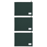 3x Leuts Twin Zip Jumbo Pencil Case - Bottle Green (School/Office/Storage Pouch) (Bulk Pack)