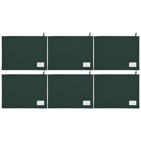 6x Leuts Twin Zip Jumbo Pencil Case - Bottle Green (School/Office/Storage Pouch) (Bulk Pack)