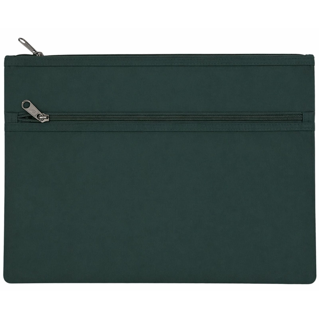 Leuts Twin Zip Jumbo Pencil Case - Bottle Green (School/Office/Storage Pouch)