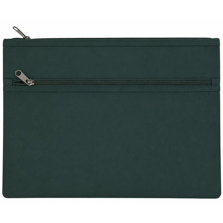 Leuts Twin Zip Jumbo Pencil Case - Bottle Green (School/Office/Storage Pouch)