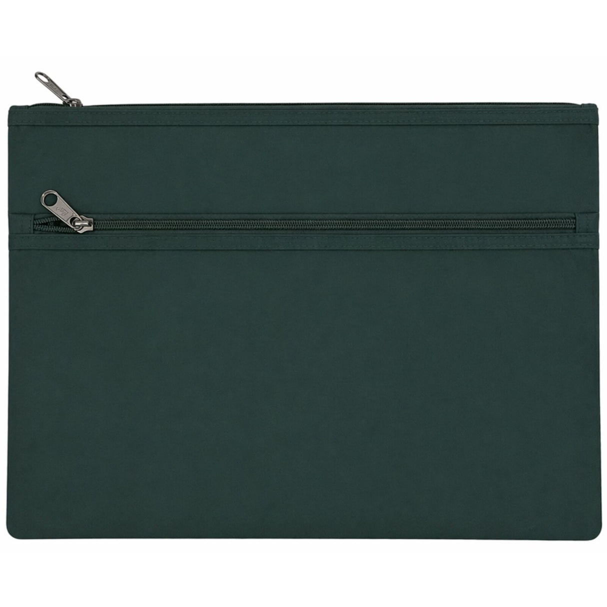 Leuts Twin Zip Jumbo Pencil Case - Bottle Green (School/Office/Storage Pouch)