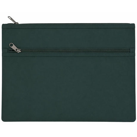 Leuts Twin Zip Jumbo Pencil Case - Bottle Green (School/Office/Storage Pouch)