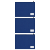 3x Leuts Twin Zip Jumbo Pencil Case - Royal Blue (School/Office/Storage Pouch) (Bulk Pack)