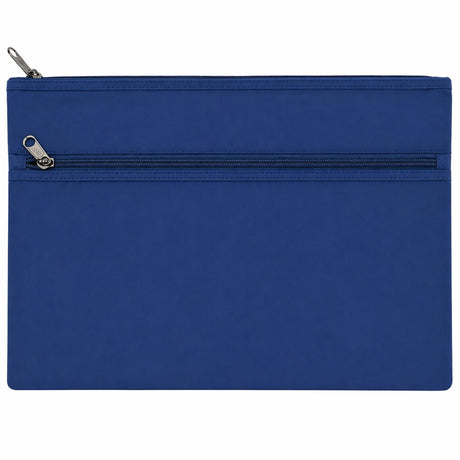 Leuts Twin Zip Jumbo Pencil Case - Royal Blue (School/Office/Storage Pouch)