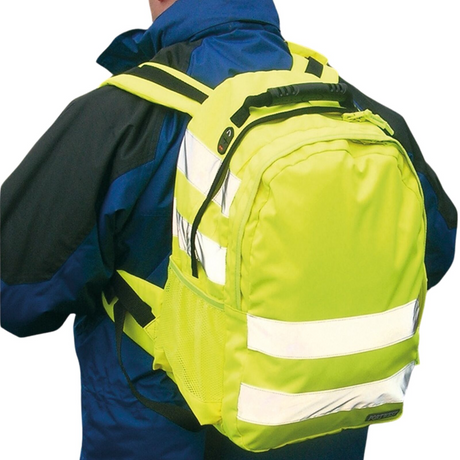 25L Hi Vis Backpack Rucksack High Visibility Work Bag in Yellow