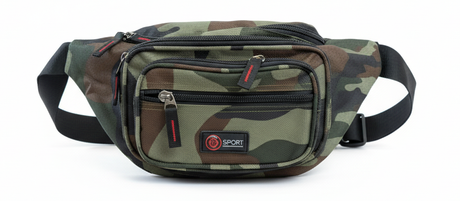 Canvas CAMO BUM BAG Camouflage Waist Travel Belt Wallet Money Security Zips
