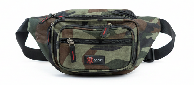 Canvas CAMO BUM BAG Camouflage Waist Travel Belt Wallet Money Security Zips