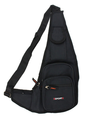 Black Crossbody Sling Shoulder Bag - Travel Sport Pack