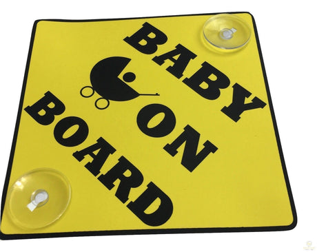 Baby on Board Car Window Sign - Stay-Put Suction Disk Display Plate