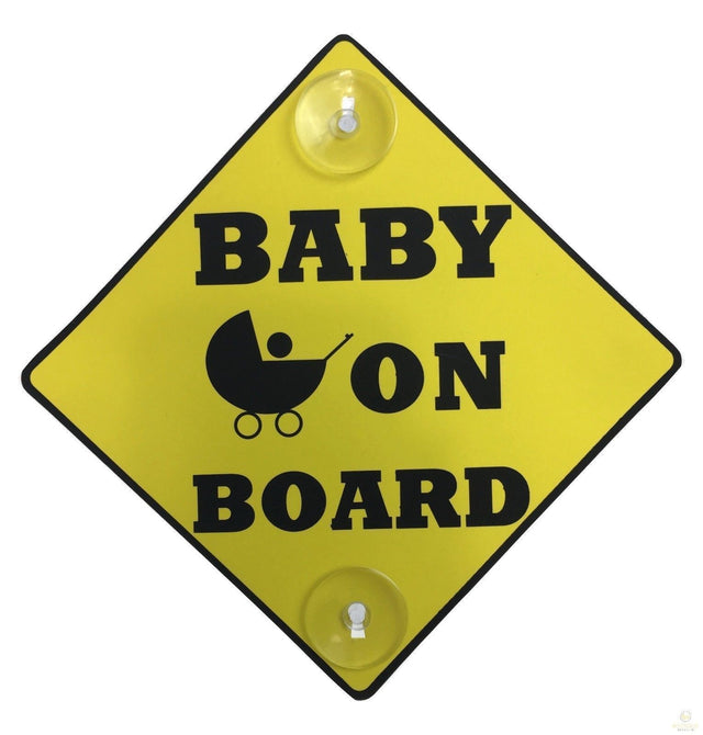 Baby on Board Car Window Sign - Stay-Put Suction Disk Display Plate