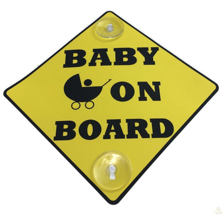Baby on Board Car Window Sign - Stay-Put Suction Disk Display Plate