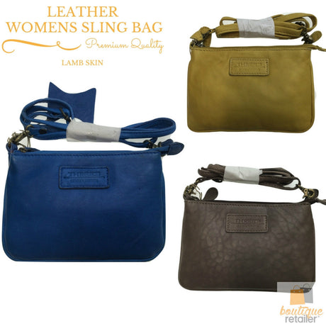 Womens Leather Sling Cross Body Bag Tote Messenger Satchel Shoulder ITS04 - Brown