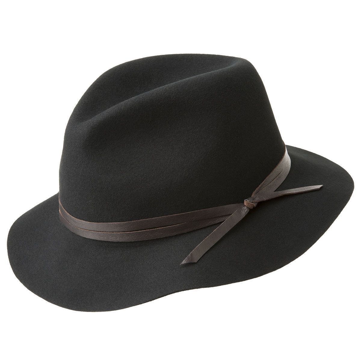 BAILEY Obie 100% Wool Felt Travel Hat Warm MADE IN USA Crushable 1371 Fedora - Black