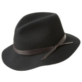 BAILEY Obie 100% Wool Felt Travel Hat Warm MADE IN USA Crushable 1371 Fedora - Black