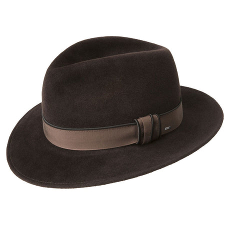 Bailey Landis Superior Fur Felt Fedora Trilby MADE IN USA Hat Brim Luxury - Brown