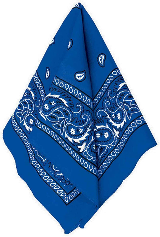 Blue Paisley Bandana - 100% Cotton Head Wrap/Durag/Scarf/Mask